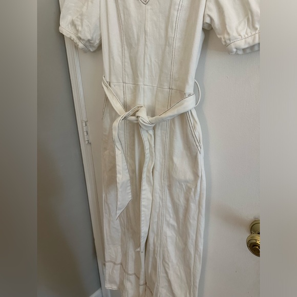White Denim Jumpsuit - Picture 6 of 10